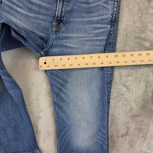 Levi's Jeans Womens 28 Blue Denim Cropped Straight Raw Hem Frayed Stretch Y6867 - Picture 6 of 11